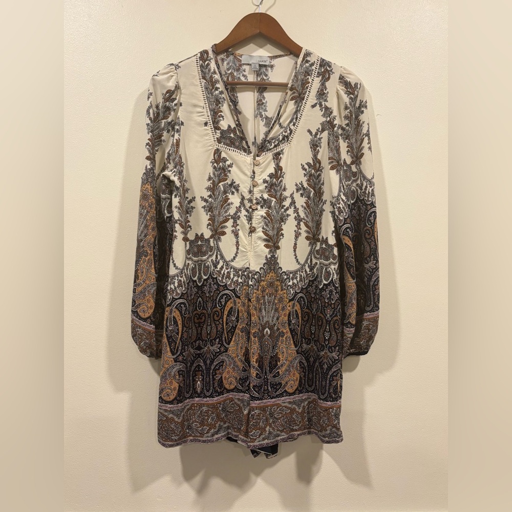 Luukse  jumpsuit Chic V-Neck Paisley Blouse